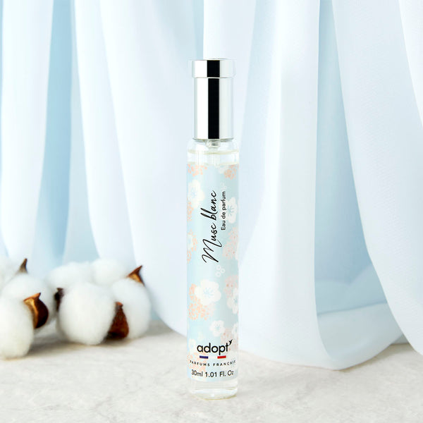 adopt MUSC BLANC Eau de Parfum for women, 30 ml | Gentle women's fragrance with white musk, rose, ylang-ylang and vanilla, delicate, classic and graceful, long-lasting fragrance for women