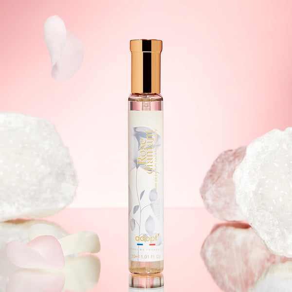 adopt ROSE DIAMANT, 30ml Eau de Parfum for women | elegant, floral fragrance with bergamot, peach and white roses, sensual with almond milk, Made in France, vegan