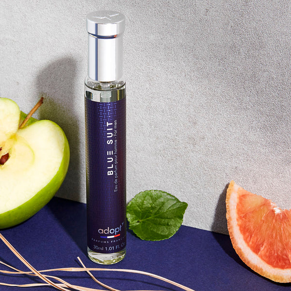 adopt BLUE SUIT Eau de Parfum for men 30 ml | Intense men's fragrance, fresh citrus notes, ginger, spicy cardamom, tonka bean, woody - elegant &amp; charismatic men's fragrance